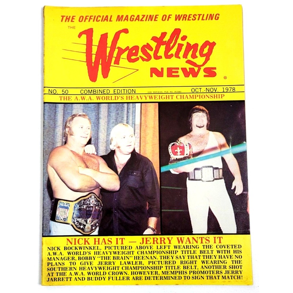 WRESTLING NEWS OCT-NOV 1978 - JERRY LAWLER / DICK THE BRUISER / MOONDOG MAYNE